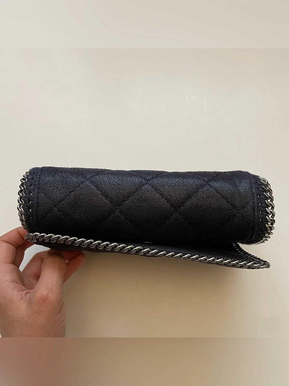 Stella McCartney Black Quilted Falabella Flap Crossbody Clutch Bag